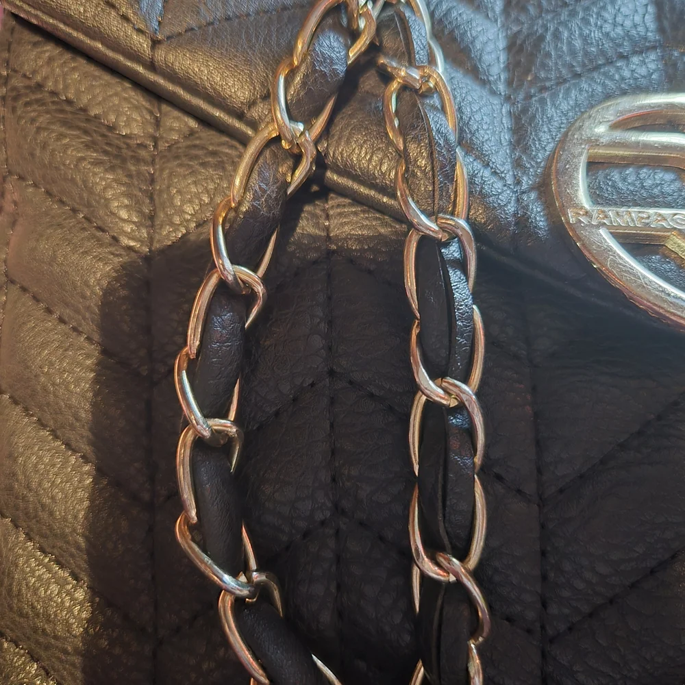Rampage Y2K Black Quilted Chain Shoulder Bag-Vintage Chevron